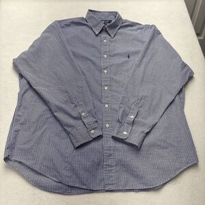 Ralph Lauren Blake Button Front Shirt Mens XXL Blue Red Plaid 100% Cotton